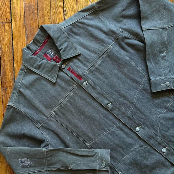 Rare Vintage 90s DMX Ruff Ryders Dirty Denim Denim Jean Jacket Men XL Grey Silve - Picture 2 of 8